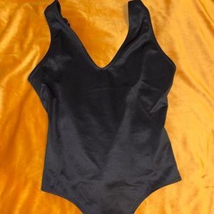 Black body suit size large thong knotted shoulder